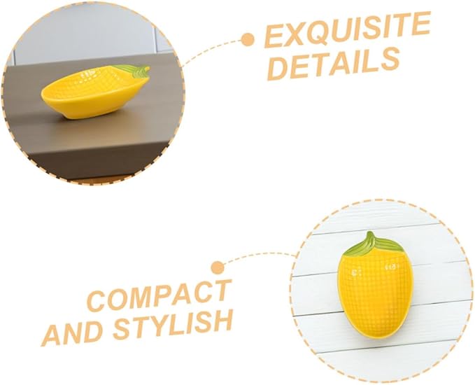 2pcs Corn Shape Ceramic Salad Plate Dipping Sauce Bowl Dessert Serving Trays Appetizer Dishes for Parties Decorative