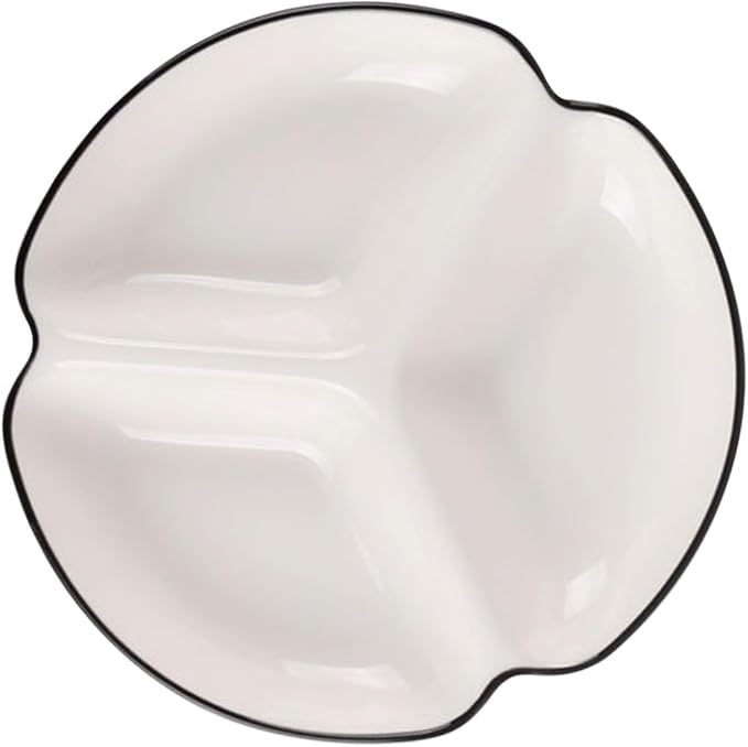 Porcelain Divided Plate Ceramic Dining Plate with Compartments for Dried Fruit Snacks Appetizers Easy to Clean Sectional Serving Platter for Home Parties Weddings