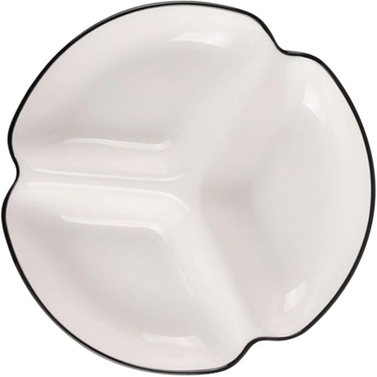 Porcelain Divided Plate Ceramic Dining Plate with Compartments for Dried Fruit Snacks Appetizers Easy to Clean Sectional Serving Platter for Home Parties Weddings