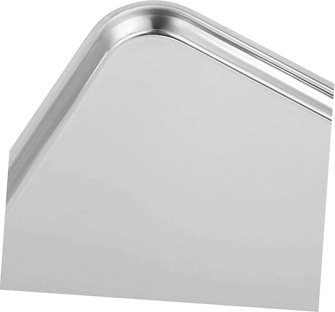 Stainless Steel Rectangular Serving Tray Silver Platter Flat-Bottom Fruit Tray Multipurpose Kitchenware for Home Cafes Hotels Easy Clean