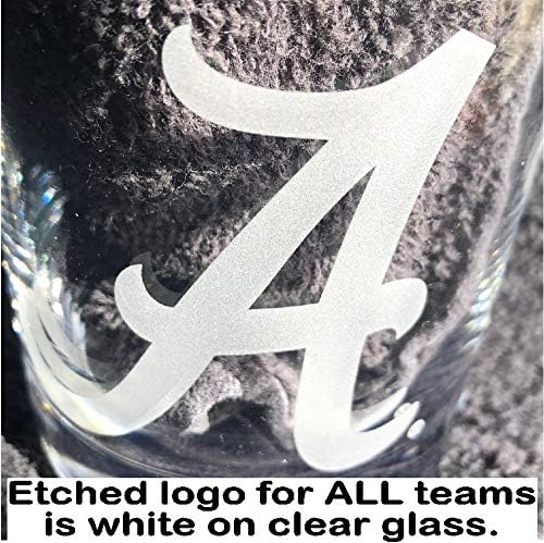 Georgia Bulldogs Satin Frost Stemless Wine Glass Set – Official Clear Glass with White Logo – Heavy-Duty Made in USA Drinkware – Dishwasher Safe – Set of Two, 15 oz