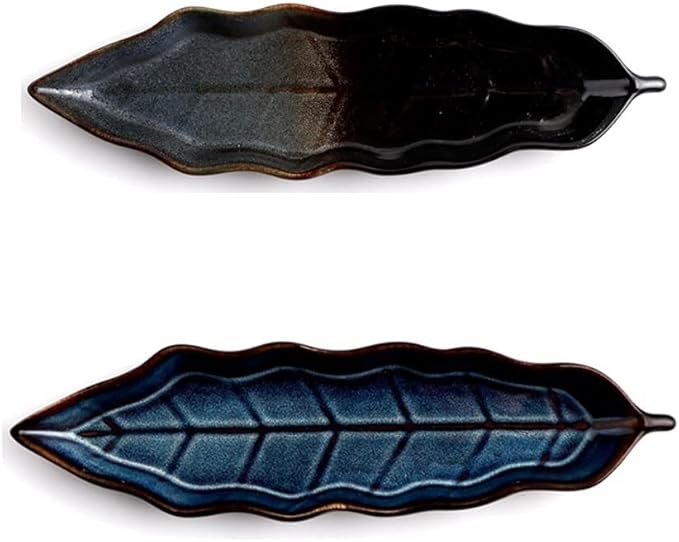 Ceramic Cutlery Salad Bowl Ceramic Appetizer Plate Fast Food Plate Sushi Plate Fruit Set Plate Leaf-Shaped Tableware Snack Plate Sauce Plate Small Bowl (Color : A)