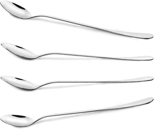 Stainless Steel Coffee and Dessert Spoons - Long Handle Teaspoon (4 Pcs, 7.6 Inches)