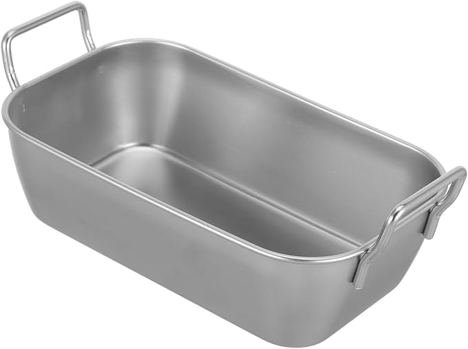 Unomor 4sets Stainless Steel Snack Containers Tray with Handle for Serving Fried Chicken Fries Snacks Easy to Clean Multi Purpose Storage Tray for Kitchen Parties 2pcs*4