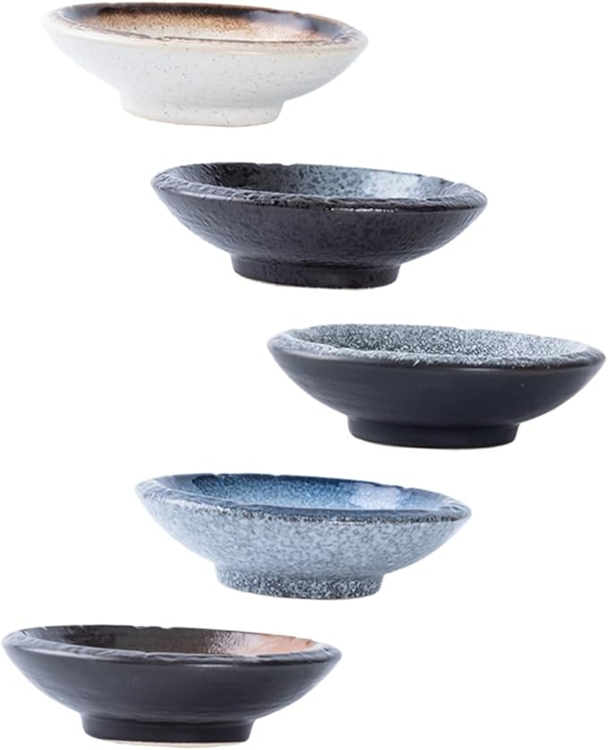 OUNONA 5pcs Dipping Plates Ceramic Sauce Dishes Seasoning Bowls for Appetizers Desserts Easy to Carry