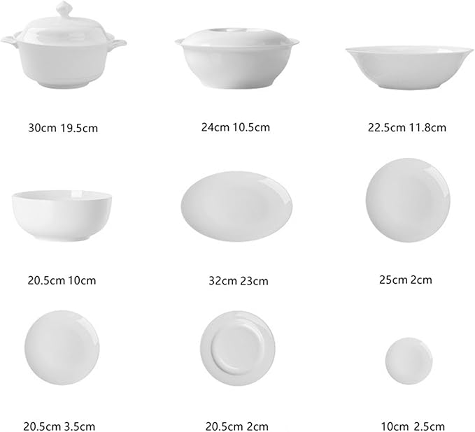 White Ceramic Dinnerware Set: Plates & Bowls for Kitchen, Microwave & Dishwasher Safe Dishes Collection (10pcs)