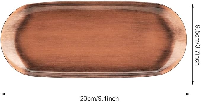Oval Metal Trays, 9 x 7inch Stainless Steel Decorative Tray Serving Plate Vanity Trays Bathroom Candle Trays Fruit Snacks Tray Red Copper