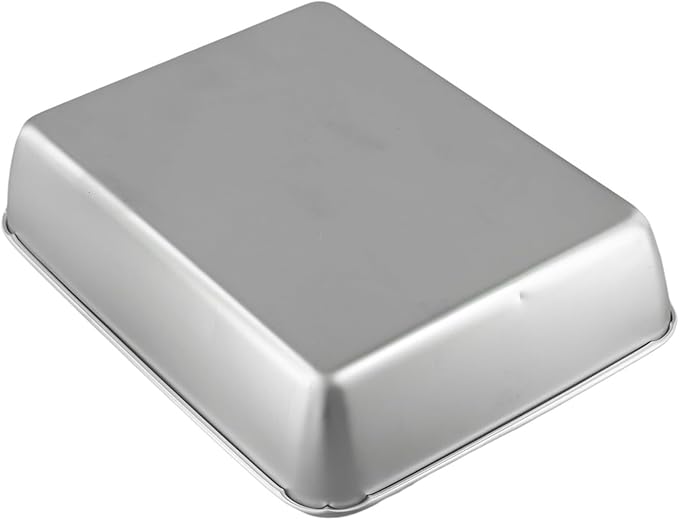 Stainless Steel Serving Tray with Deep Edges, Rectangular Food Platter for Kitchen, Camping, Picnics, School Cafeteria, Dishwasher Safe, Silver(25 * 20 * 5.5)