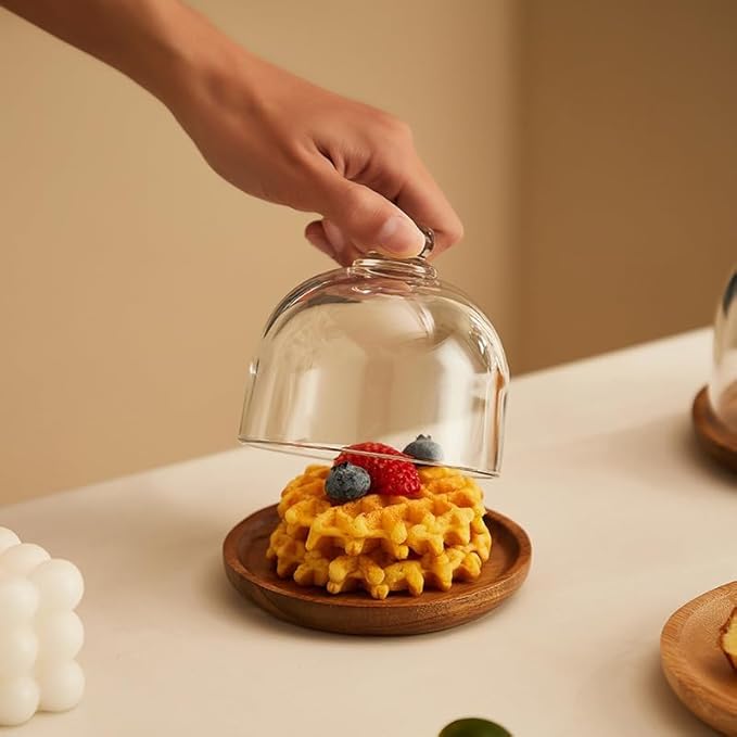 Charcuterie Snow Globes - 5 Pack Mini Cake Stand with Glass Dome Lid for Party Favors, Mini Charcuterie Snow Globes for Individual Desserts, Cupcakes & Pastries, Elegant Holiday Table Display (2PCS)