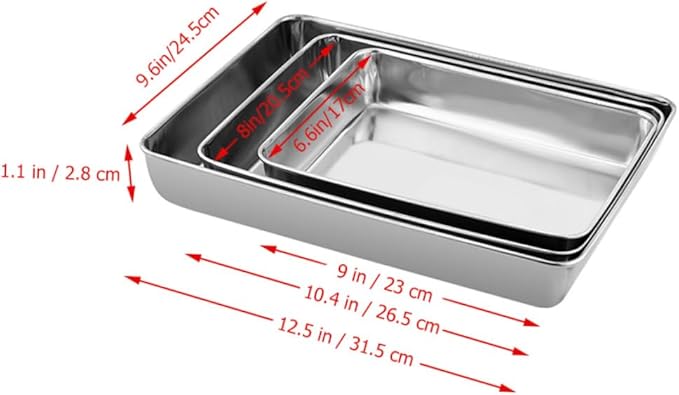 Garneck 3pcs Multi-purpose Serving Tray Kitchen Cold Dish Storage Plates for Fruits Appetizers Desserts for Picnics Parties and Home Organization
