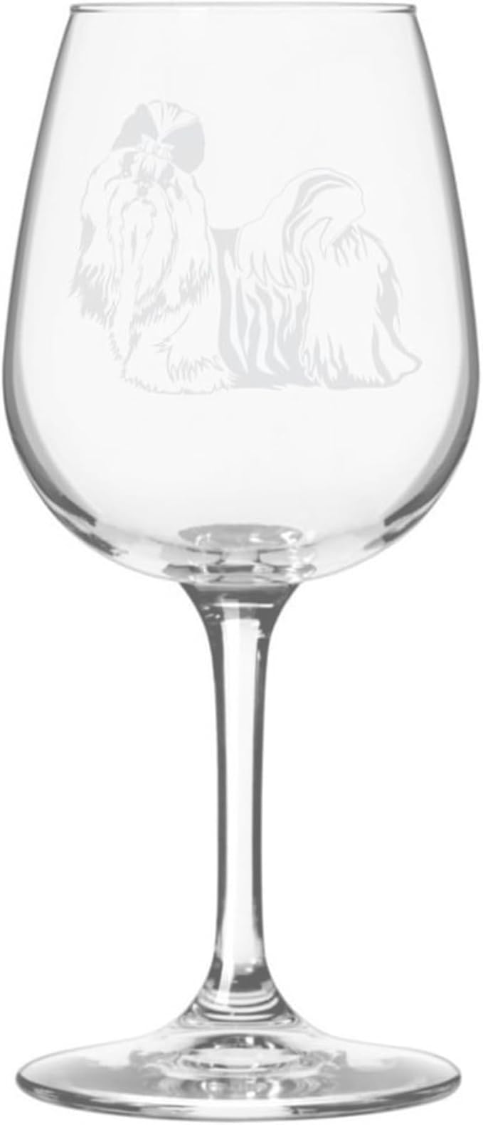 Etched Laser Art Personalized Dog Themed Etched Wine Glass - Custom Dog Breed Wine Glasses, Ideal for Pet Lovers, Unique Birthday Gift for Men & Women, Personalized Gift - Shih Tzu, 12.75 oz