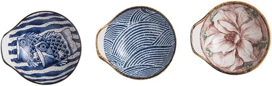ABOOFAN 3pcs Hand-Painted Ceramic Sauce Bowls Dipping Plates for Appetizers Seasoning Dish Set in Random Colors for Kitchen and Party Use