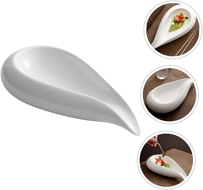 Ceramic Water Drop Warming Tray Dinner Plate Tear Drop Appetizer Plates Food Trays Salad Decorative Bowl