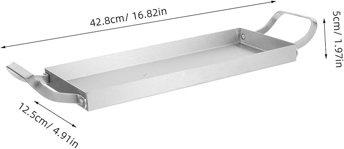 Ciieeo Rectangular Stainless Steel Bbq Serving Platter Dual Handles Versatile Food Serving Tray for Snacks Sushi Desserts and Hot Pot