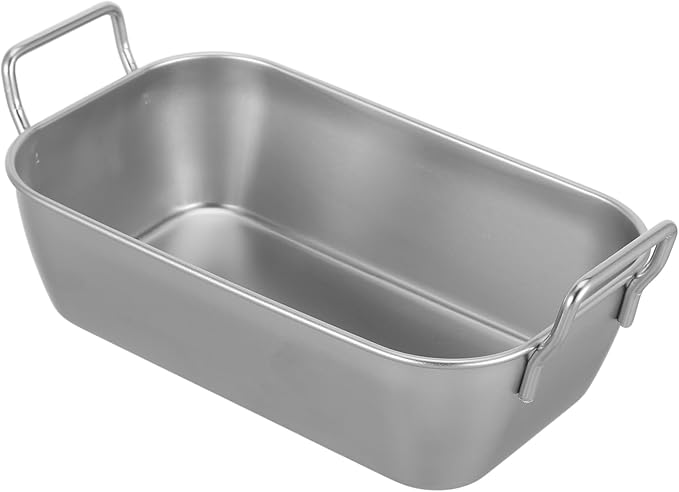 Unomor 5sets Stainless Steel Food Trays with Handles Serving Dish for French Fries Snacks and More for Kitchen Parties and Outdoor Grilling 2pcs*5