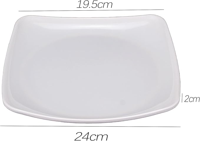 Appetizer plate, small ceramic plate, suitable for desserts, square plate, white kitchen cutlery set.(9.5in)