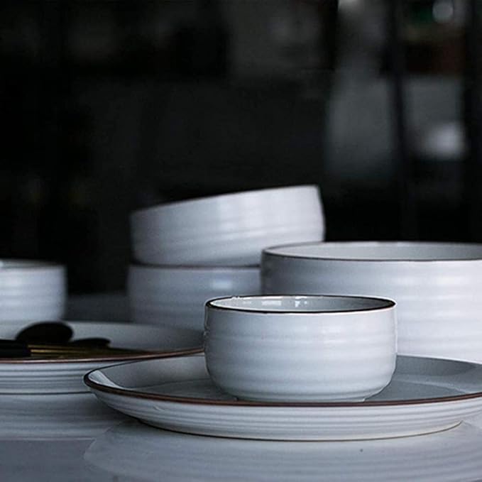 Dinner Plates Dishes/Plate/Bowl Set 11 Pieces White Round Porcelain Tableware Ceramic Dinner Set for 2-3 People,