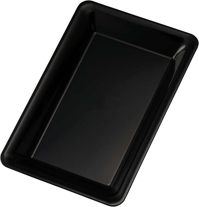 Plasticpro Plastic Serving Trays - Serving Platters Rectangle 10 X 14 Disposable Party Dish Black Pack of 12