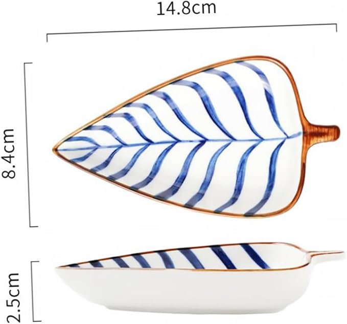 Alipis Leaf Shaped Ceramic Seasoning Dish Random Pattern Snack Plate for Dipping Sauces Fruits Nuts and Condiments Versatile Appetizer Bowl for Home Kitchen Bbq and Parties