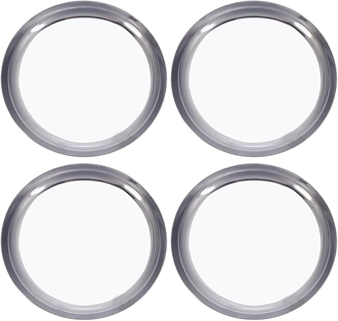 4 Pack 3.9 Inch Silver Round Tray Round Metal Serving Platter 410 Stainless Steel Small Soy Sauce Seasoning Storage Dishes Tools for Kitchen Cooking Sushi Dipping Appetizer Plates Jewelry