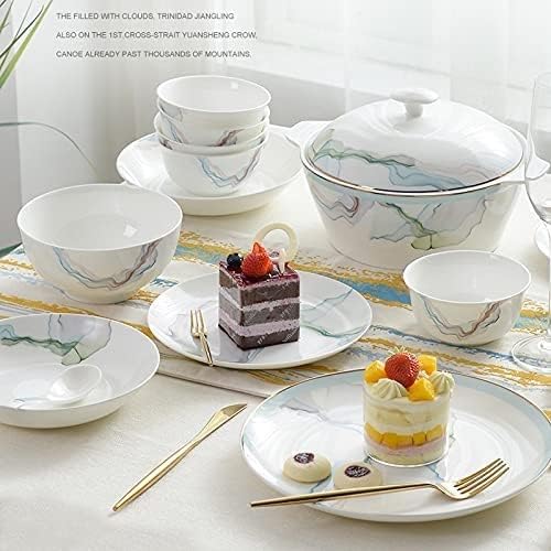 Dinner Plate Set Ceramic Dinnerware Set Kitchen Tableware Dinner Dish Ceramic Plates and Dishes Bowls 56Pcs Combination, size