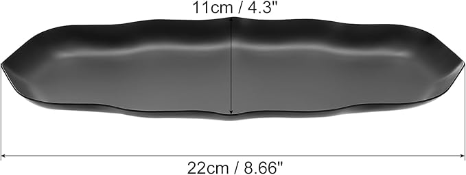 uxcell Stainless Steel Decorative Tray 8.6" x 4.3" Wave Serving Tray Suitable for Jewelry Coffee Table Bar Kitchen Countertop Bathroom Tableware, Black