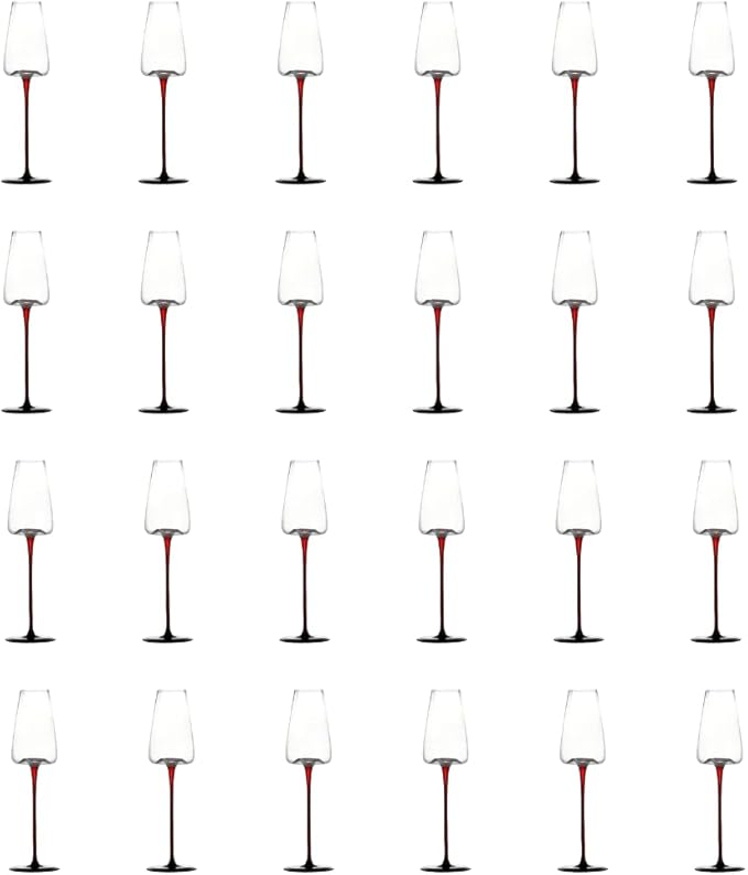 LEMONSODA Concave Champagne & Wine Glasses - Modern Red Stem & Black Bottom for Sparkling Wine, Rosé, Prosecco, Champagne – Handcrafted Barware, Perfect for gift (9oz, Set of 24)(2237)