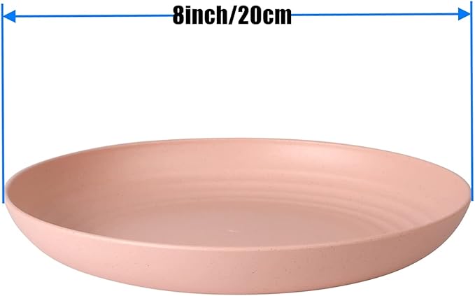 WANBY Lightweight Wheat Straw Plates Unbreakable Dinner Dishes Plates Set Dishwasher & Microwave Safe (Big 8 Pack 8')