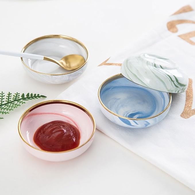 FAREWELL Dipping Bowls Patterned Ceramic Soy Sauce Soaking Bowl Appetizer Plate Side Dish Condiment Dipping Dish Appetizer Bowls (Color : B)