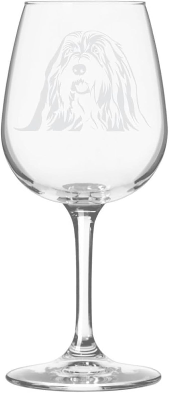 Etched Laser Art Bearded Collie Personalized Dog Themed Etched 12.75oz Wine Glass Custom Dog Breed Wine Glasses, Ideal for Pet Lovers, Unique Birthday Gift for Men & Women, Personalized Gift