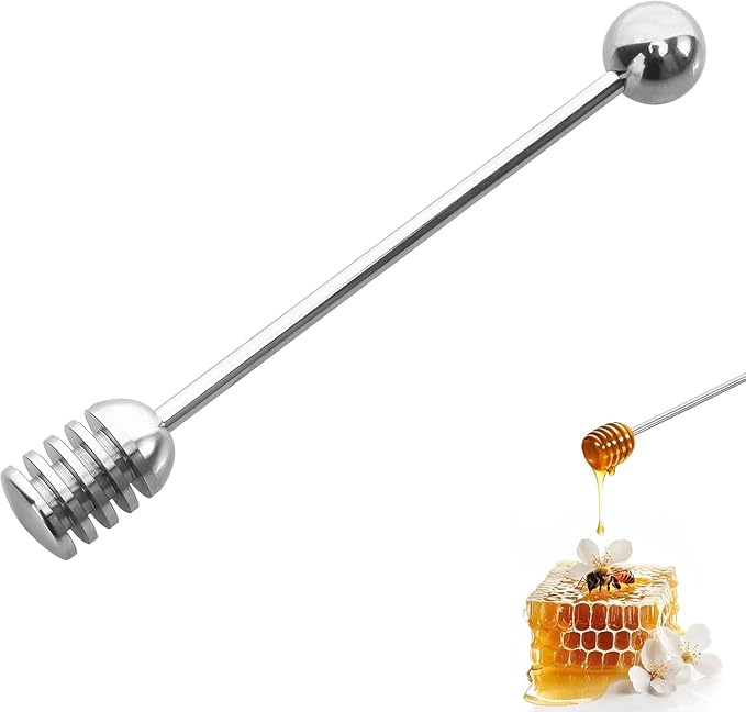 Honey Dipper. Premium 304 Stainless Steel Honey Dipper Set, 6.3 Inch Kitchen Stirrer, 3 Pack Deep-Groove Honeycomb Sticks for Syrup, Molasses, and Sauces, Dishwasher Safe. 3 PCS in One Box.