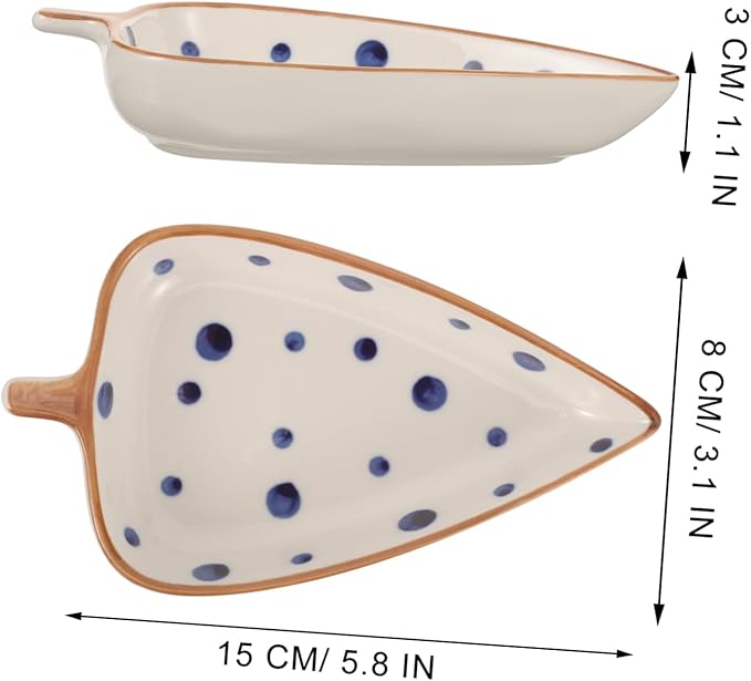 Zerodeko Creative Leaf-shaped Ceramic Snack Plate for Dipping Sauces Multi-use Appetizer Dish for Home and Restaurant Hand-painted Glazed Serving Tray for Snacks and Salads