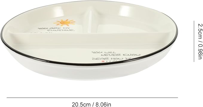 Cabilock 1pc Ceramic Divided Dinner Plate for Portion Control Compartment Dish for Snacks Desserts and Meals Safe Easy Clean Design for Parties and Restaurants