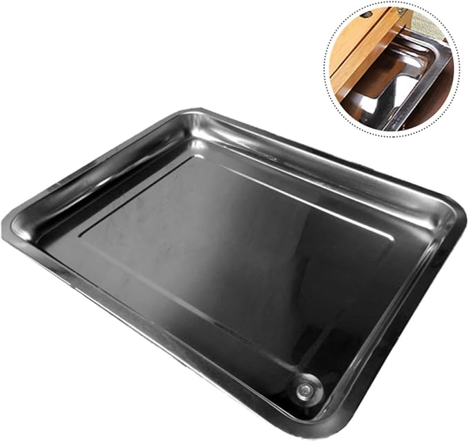 Cabilock Stainless Steel Tea Tray Rectangular Serving Tray for Tea Set Kitchen Accessory for Home Use