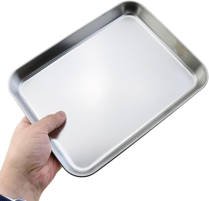 304 Stainless Steel Tray, 9" x 6.7" x 1", Flat Bottom Tray