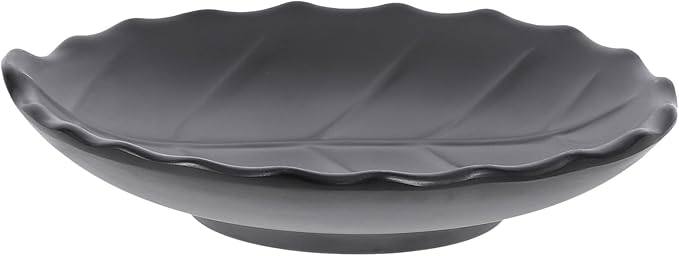 Decorative Leaf Pattern Appetizer Plate Black Salad Plate Ceramic Dessert Dish Household Tableware for Snacks and Cold Dishes