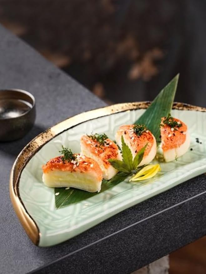 Dipping Bowls Japanese Ceramic Plate Flat Plate Appetizer Plate Sushi Plate Multi-Purpose Plate Japanese Tableware Appetizer Bowls (A One Size)