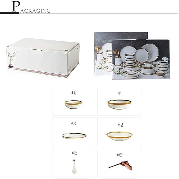 Dinnerware Set Dinner Party Tableware Service Set White Porcelain Dinnerware Set, Complete Ceramic Plates and Bowls Sets, Modern Creativity Vintage Round High Class Dishes Set, FPYY2024040817