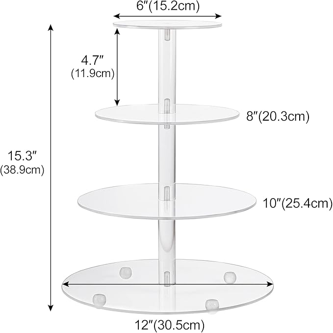 Acrylic Cupcake Stand Clear Cupcake Holder Display Stand Dessert Pastry Tower Stand for Wedding Birthday Bar Party Décor (Round - 4 Tier)