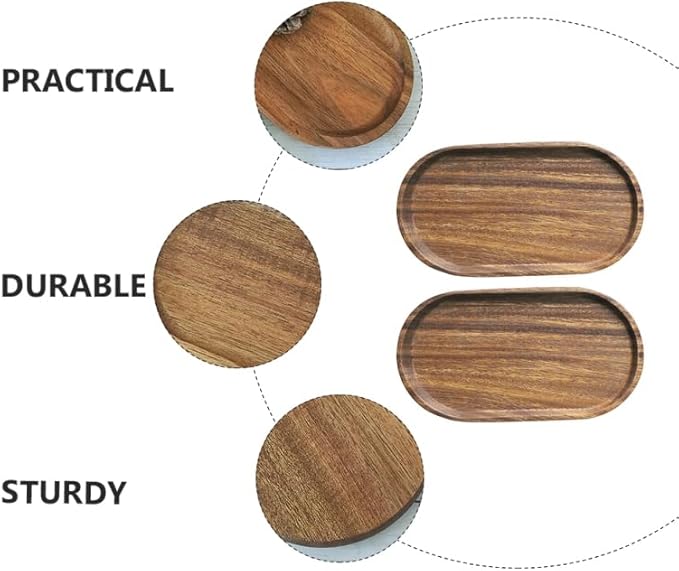 DOITOOL Wooden Serving Tray 7.87 X 4.64 Inch Oval Food Platter Decorative Snack Plate for Appetizers Coffee and Desserts Kitchen Dining Serving Dish