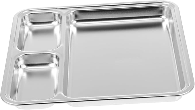 304 Stainless Steel Divided Sauce Plate Multi-Grid BBQ Plate for Restaurants Compartments for Meal Prep and Portion Control