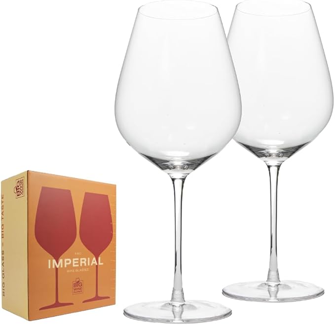 Imperial Giant Wine Glass - Premium Crystal Wine Glasses Set of 2 - Fits Entire 750 ml Bottle