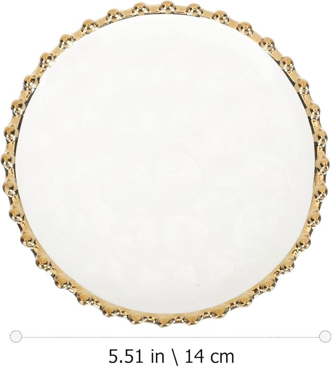 Nordic Style Round White Ceramic Appetizer Plate Gold Rim, Suitable for Family, Cafés, and Parties