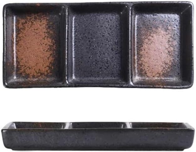 snack plate Ceramic Sauce Dish Three-grids Appetizer Serving Reusable Seasoning Storage Plate Snack soup bowl