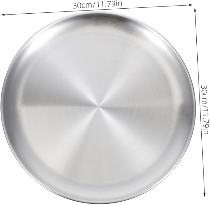 GLEAVI 1pc Fruit Tray Serving Platter Platters with Charcuterie for Grill Large Round Divided Serving Tray and Dish Fruits Key Outdoor Black Dinner Trays Meat Plate Stainless Steel