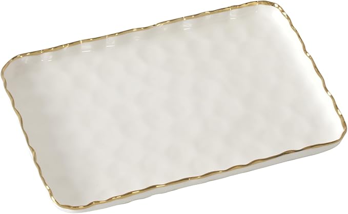 Pampa Bay Portofino Small Rectangular Tray 11.25" x 7.5" x 1" – Decorative Serving Tray for Bathroom, Kitchen, Vanity & Coffee Table