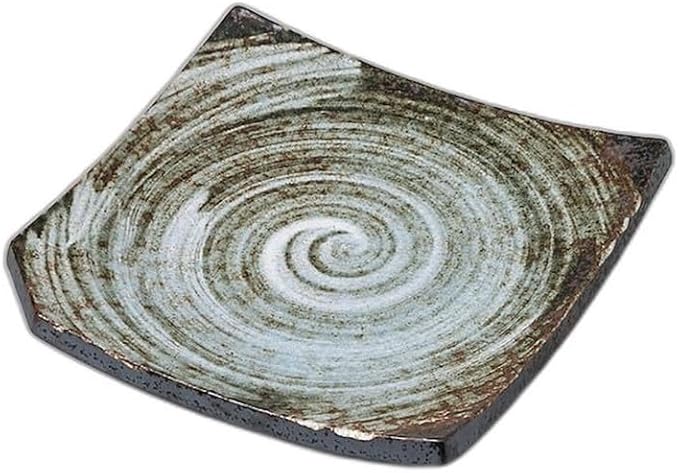 White Brush Square Plate Large [ 7.4 x 7.4 x 1.4 inches (18.7 x 18.7 x 3.5 cm) | Appetizer Plate Setomonohonpo