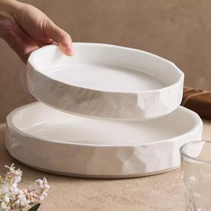 SONGCHAO Party Supplies Dish Plate, Western Food Plate, European Creative Tableware, Dinner Plate, Ceramic Stone Pattern Deep Plate, Household Deepened Soup Plate Party Plates (Size : Small)