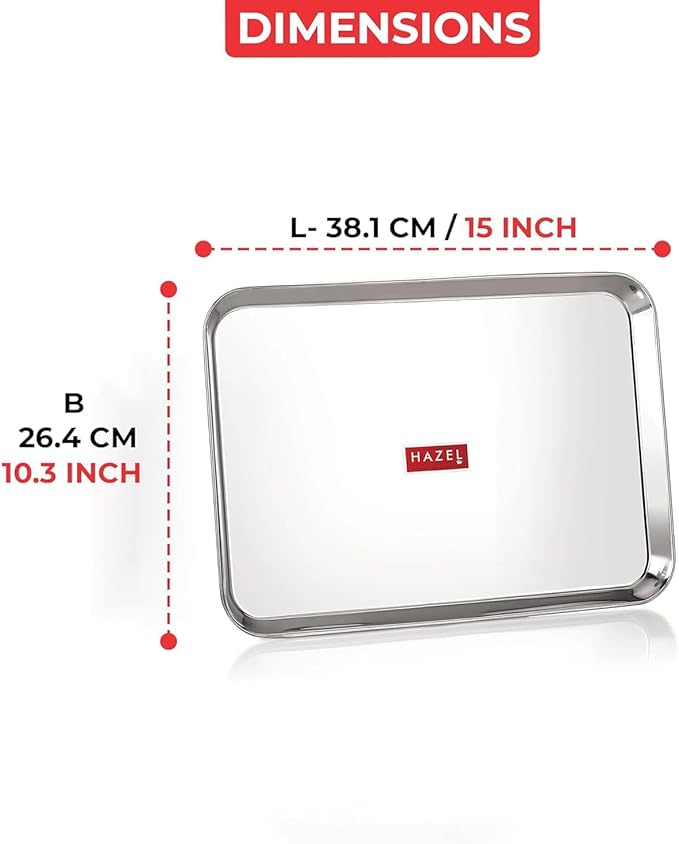 Stainless Steel Serving Tray Rectangle | Large Dining Table Plater (Set of 1)