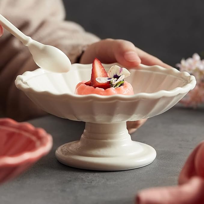 Kitchen Plates Serving Tray, Serving Plate Tall Plates Ceramic Snacks Fruit Plates Refreshment Plates Fruits Nuts Ice Cream Dessert Bowls Restaurant Plates(A)